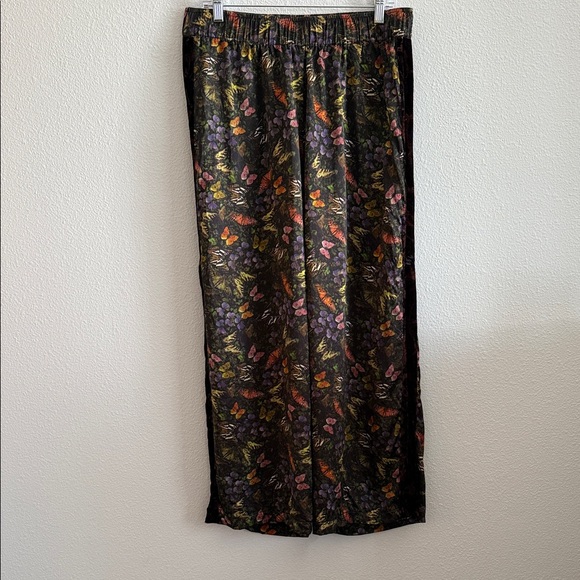 Johnny Was Silk Butterfly Floral Pants Black Size Medium - Picture 2 of 11